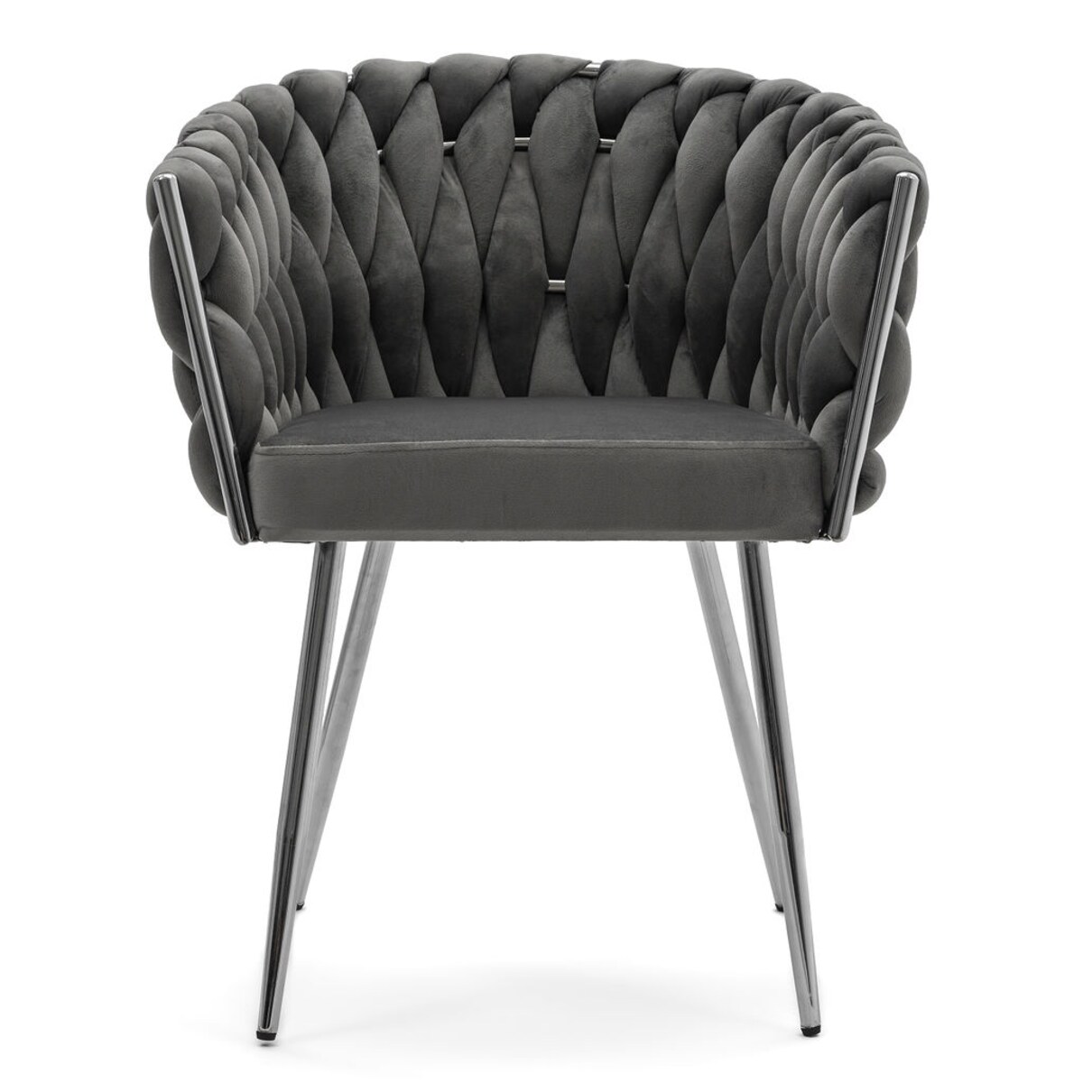 KRZESLO DO SALONU TAPICEROWANE WELUR NOWOCZESNE ROSA CHROME KOLOR SZARY