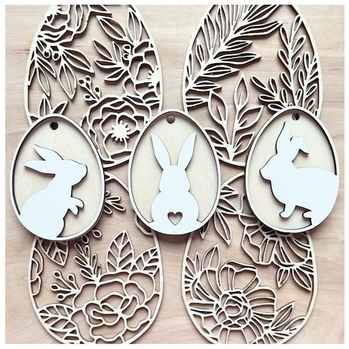 Zawieszki wielkanocne JAJKA 6 szt jednostronny