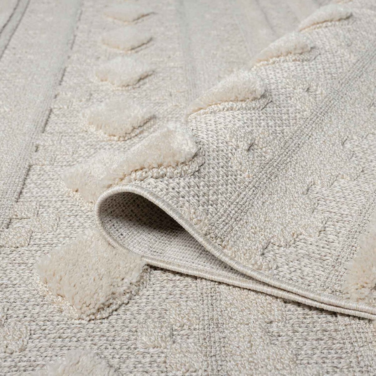 Dywan z frędzlami Cut&Loop Boho-Chic Valora 9300 Szary Krem 120x170