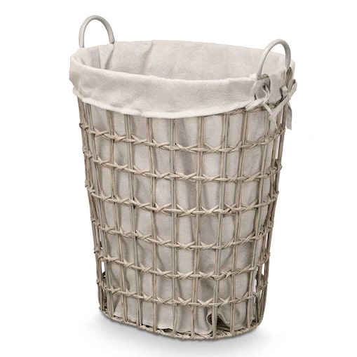 Kosz na pranie z materiałowym wkładem i uchwytami, 58 cm