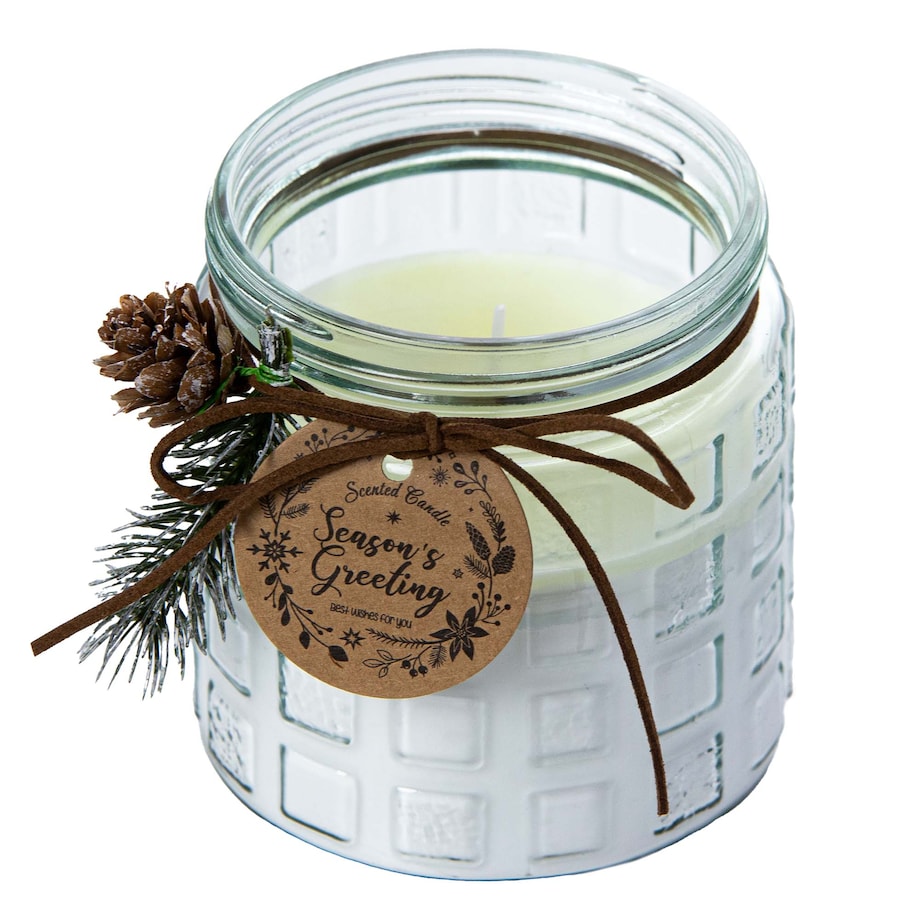 Świeczka Zapachowa Świeca Świąteczna Zapach Drzewny Dekoracja Biała