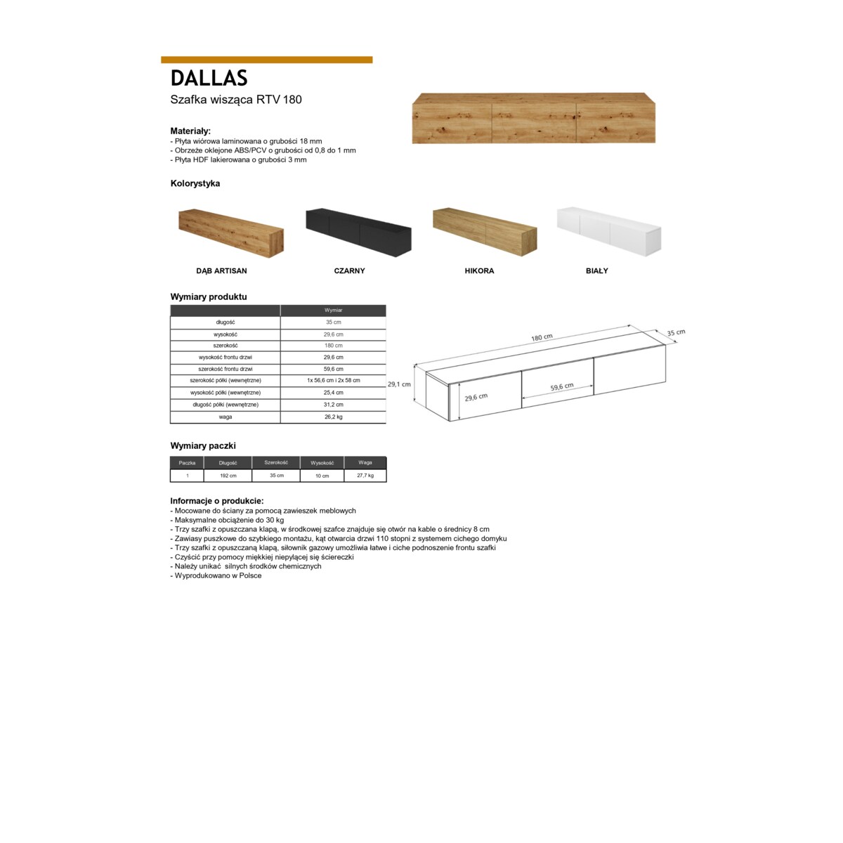 Szafka RTV Dallas czarna