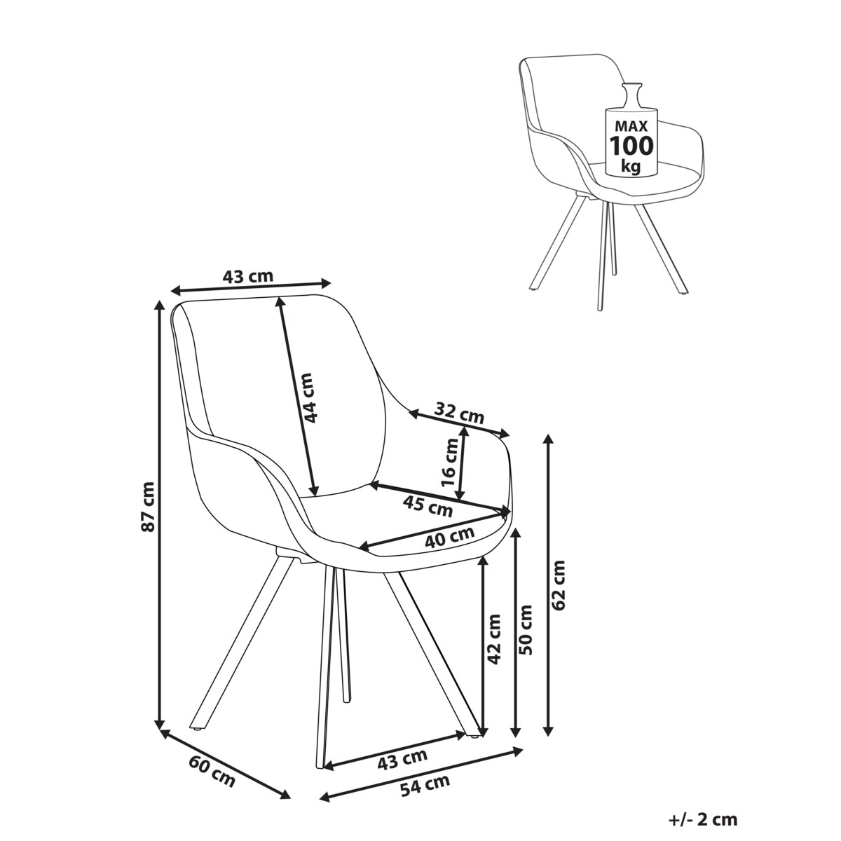Krzesło do jadalni MARCELLUS Boucle Czarny/ biały