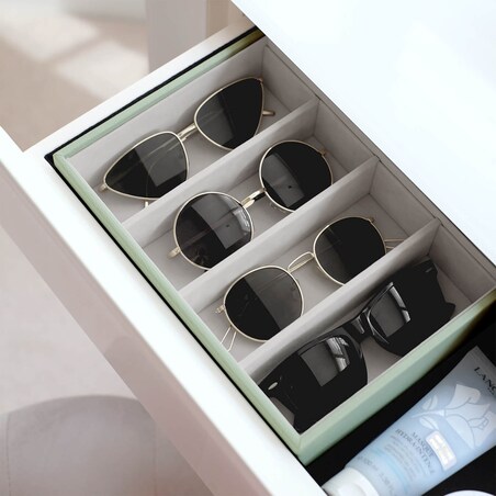 Pudełko na okulary Stackers Classic zieleń szałwiowa 4 komorowe