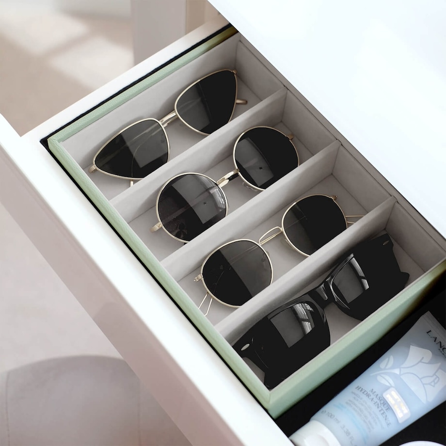 Pudełko na okulary Stackers Classic zieleń szałwiowa 4 komorowe