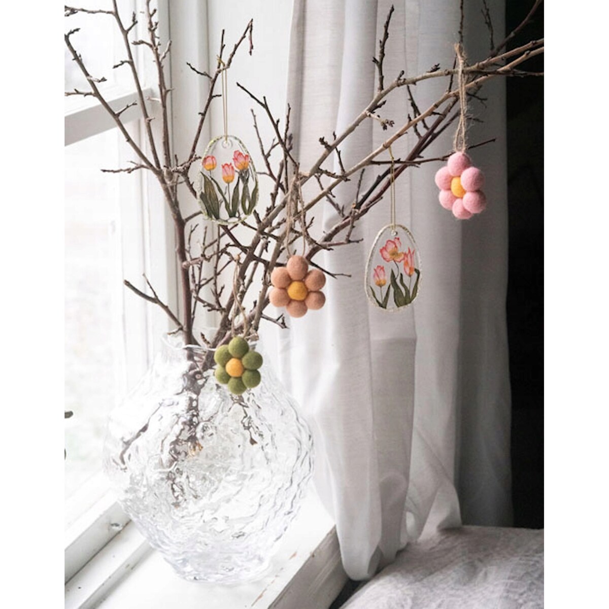 ZAWIESZKA WIELKANOCNA DEKORACJA NA WIELKANOC JAJKO 2szt SZKLANA HANDMADE