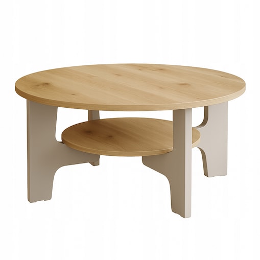 Stolik Kawowy KASZMIR Dąb Artisan 80cm Okrągły JAPANDI BOHO Salon