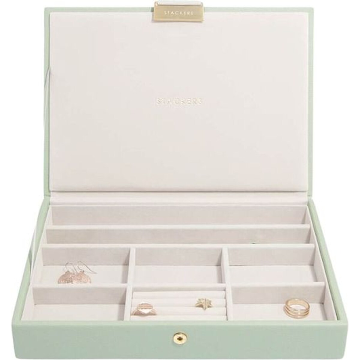 Szkatułka na biżuterię Stackers classic zieleń szałwiowa z pokrywką