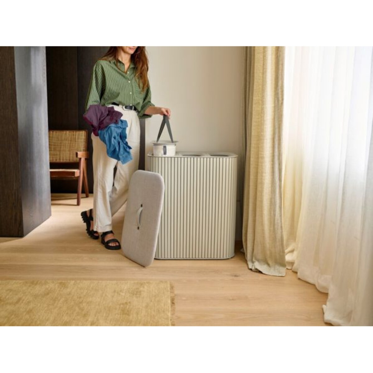 Kosz na pranie potrójny (ecru) Tota Lux Joseph Joseph