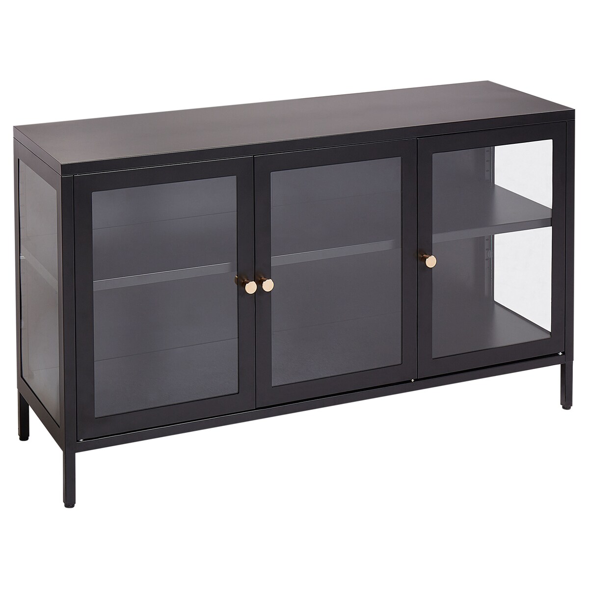 Szafka ze szklanymi drzwiami NEWPORT Metal 115 cm Czarny