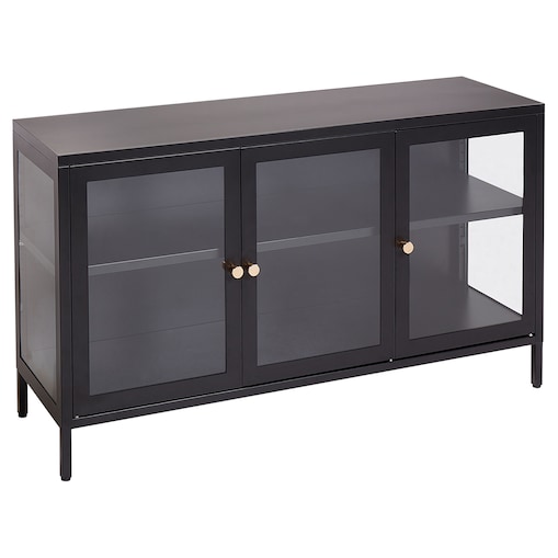 Szafka ze szklanymi drzwiami NEWPORT Metal 115 cm Czarny