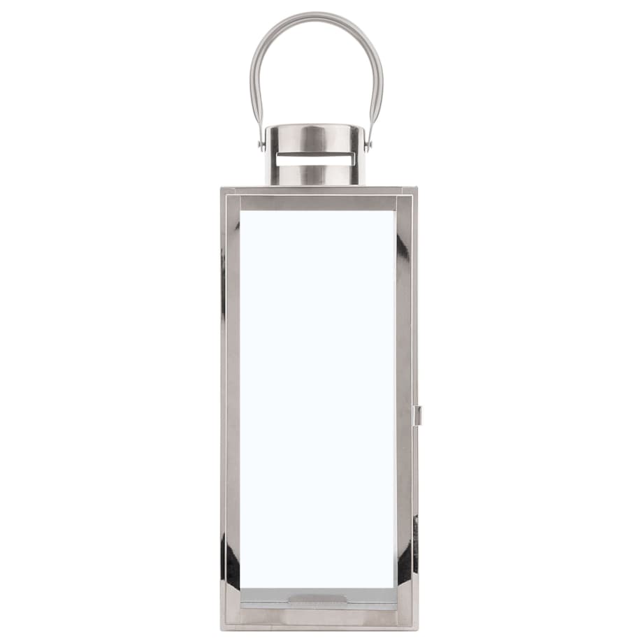 Lampion stalowy 34 cm srebrny CYPRUS