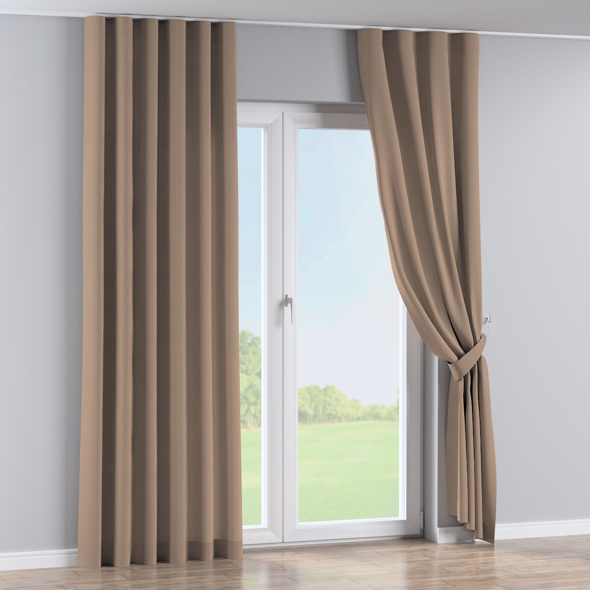 Zasłona na taśmie wave 130x260 mocca