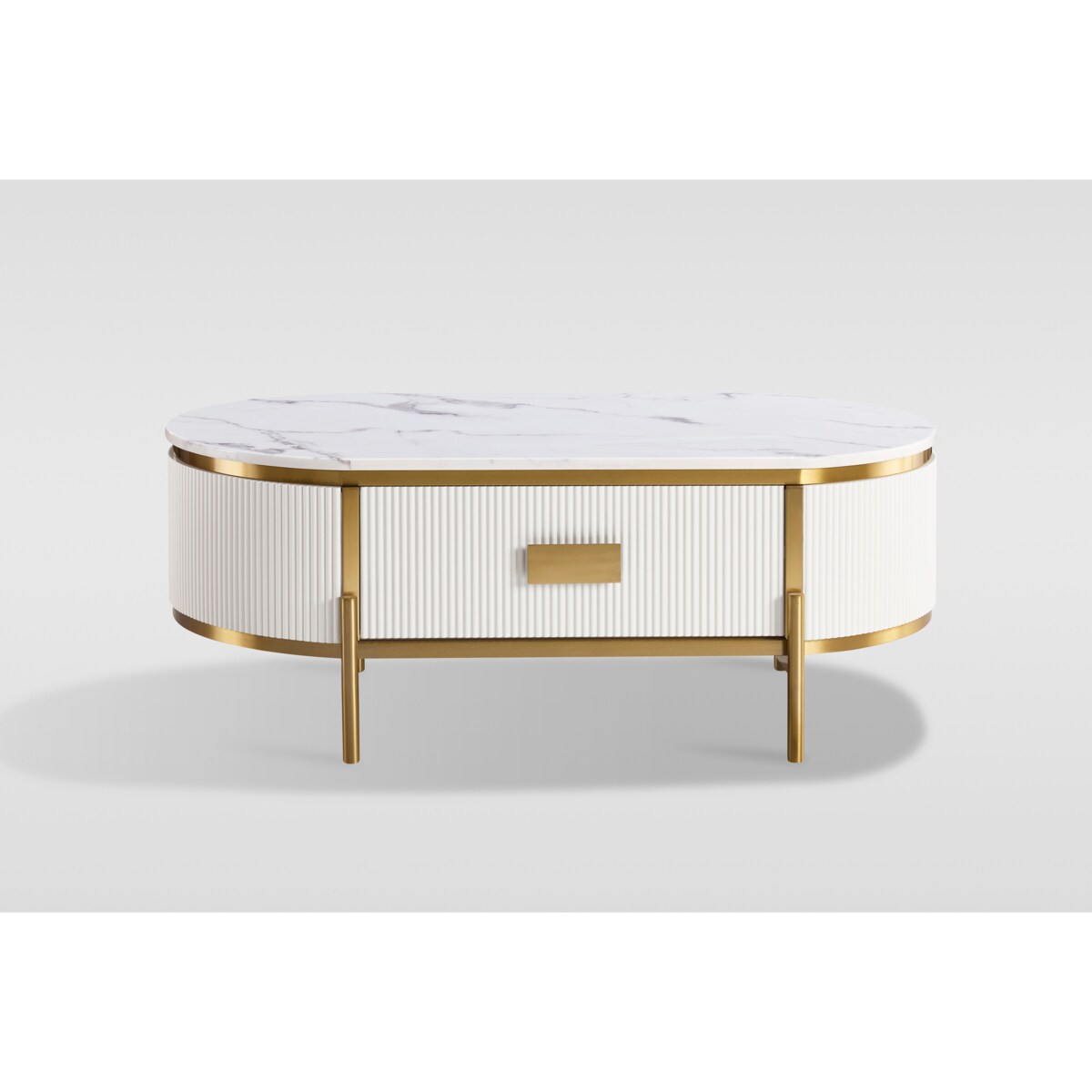 Stolik kawowy glamour z szufladą i marmurem Omega 124x71x48