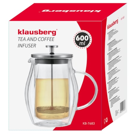 Zaparzacz do kawy herbaty 0.60L French Press srebrny KLAUSBERG