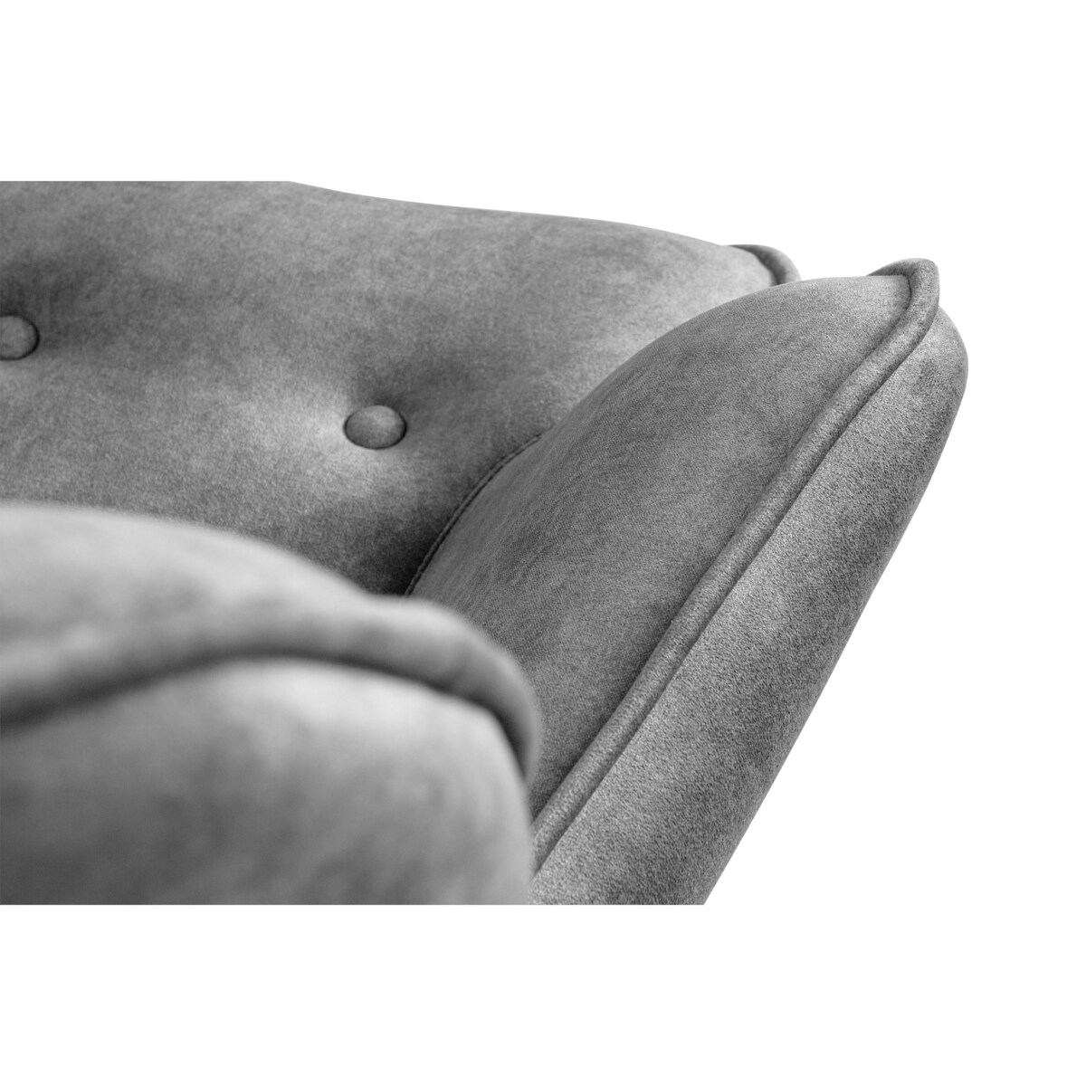 KONSIMO GLORI Fotel relaksacyjny welur z pikowaniem jasnoszary