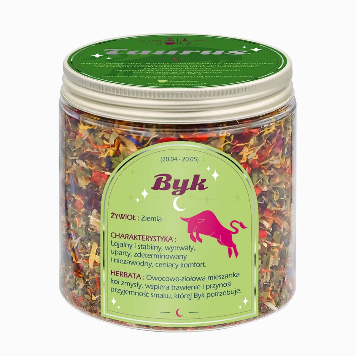 Herbata Zodiakalna BYK - herbaciany susz napar ziołowa mieszanka na astrologiczny prezent upominek podarunek dla osoby ze znakiem zodiaku BYKA