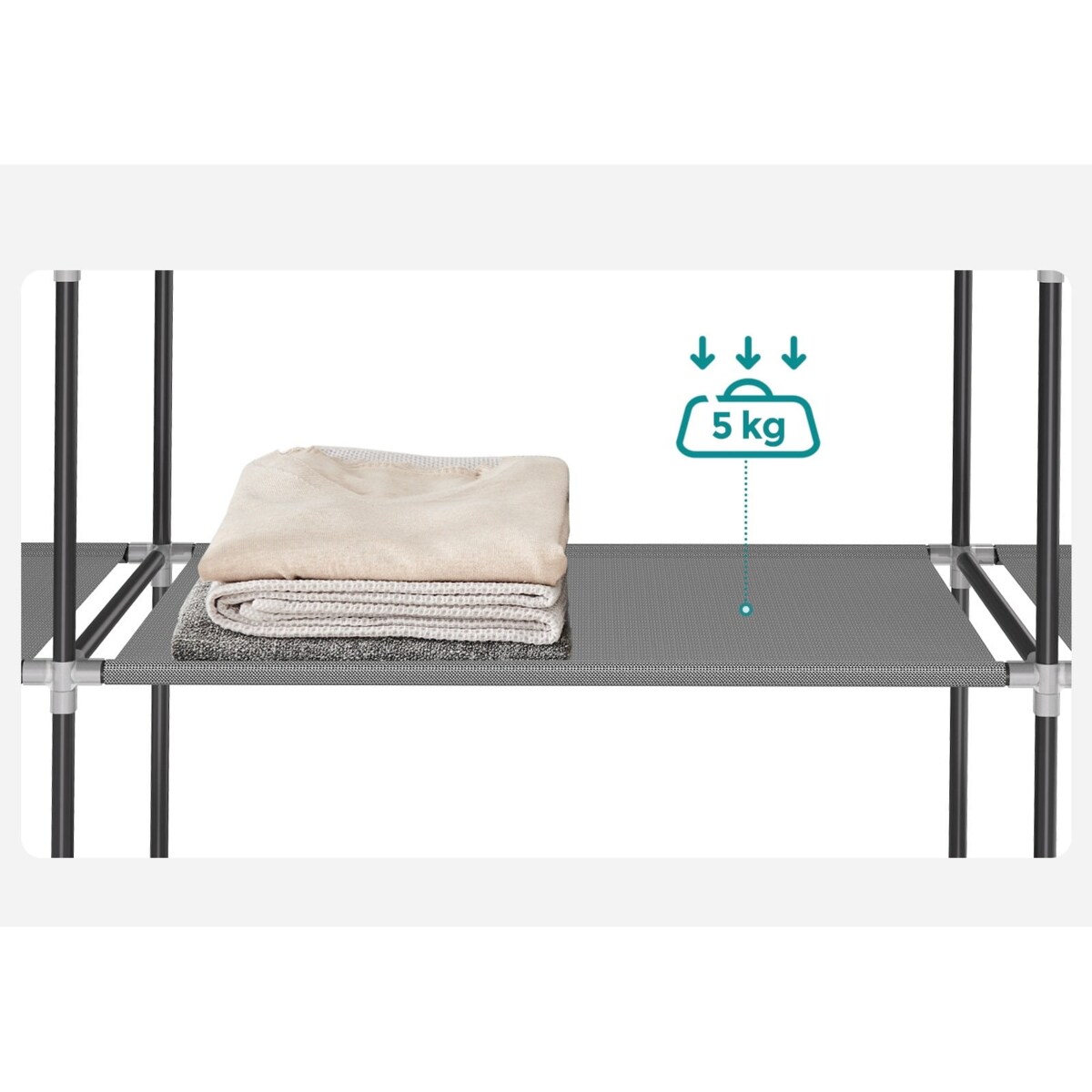 Szafa Tekstylna Garderoba 130X45X167 Cm Szary