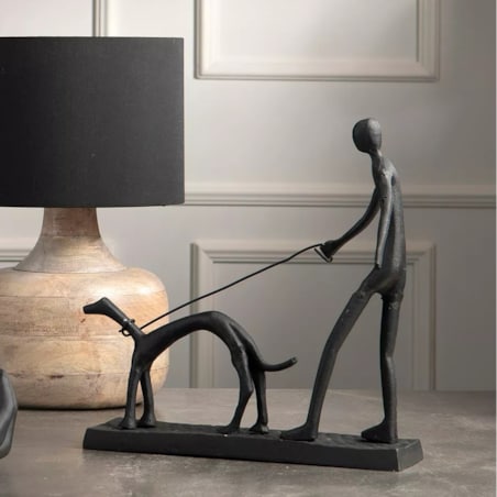 FIGURKA PIES CZARNA do salonu metalowa loftowa dekoracja ozdoba 34cm