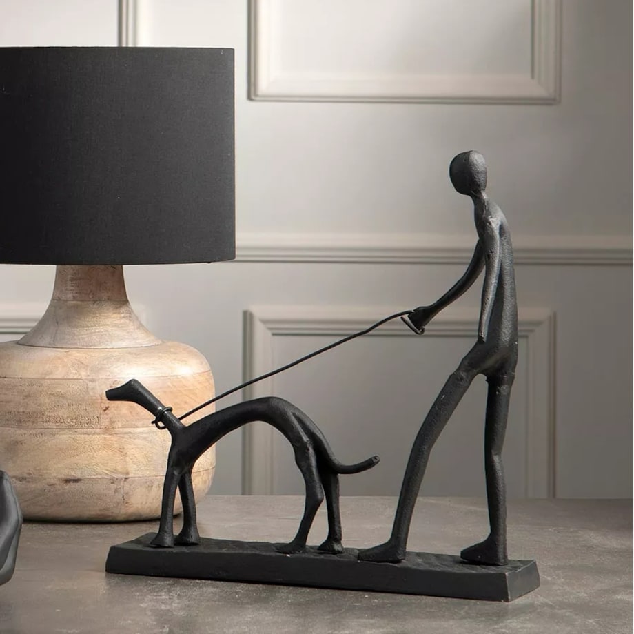 FIGURKA PIES CZARNA do salonu metalowa loftowa dekoracja ozdoba 34cm
