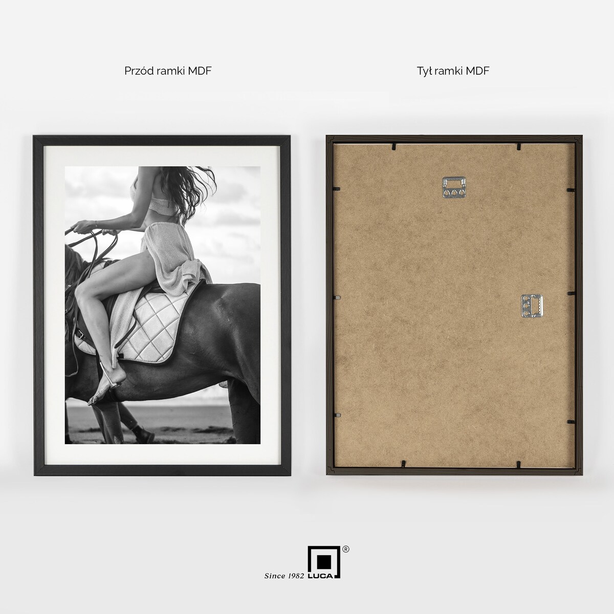 Ramka na zdjęcia 30x40 cm czarna rama MDF z plexi wisząca poziom pion klasyczna ramka