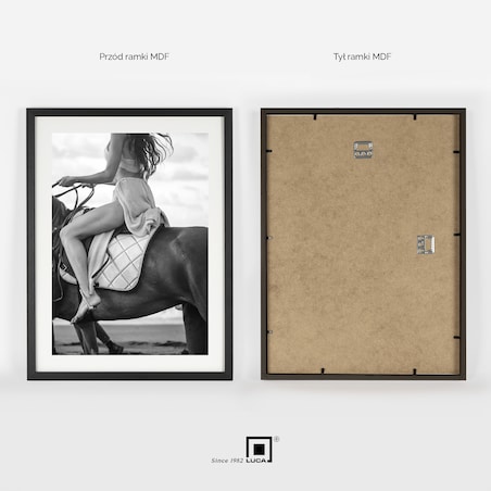 Ramka na zdjęcia 30x40 cm czarna rama MDF z plexi wisząca poziom pion klasyczna ramka