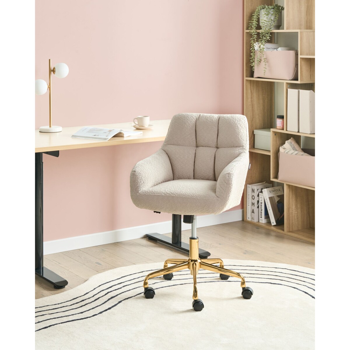 Krzesło obrotowe PALMDALE Boucle Jasnobeżowy