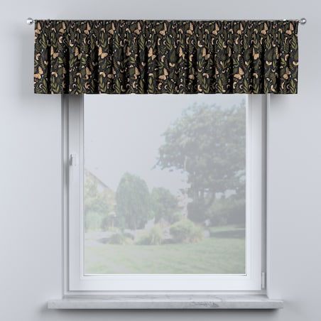 Lambrekin na taśmie marszczącej 260x40 czarno-zielony