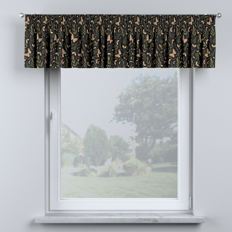 Lambrekin na taśmie marszczącej 260x40 czarno-zielony