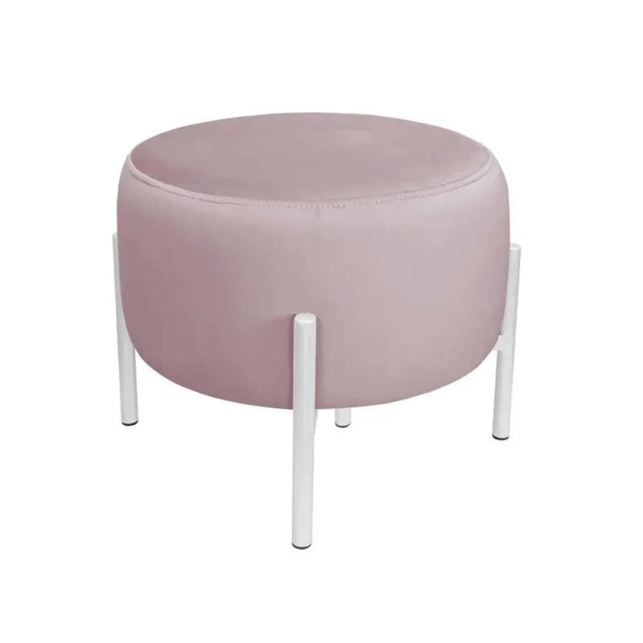 Pufa WILFRED MG VELVET jasnoróżowa/biała