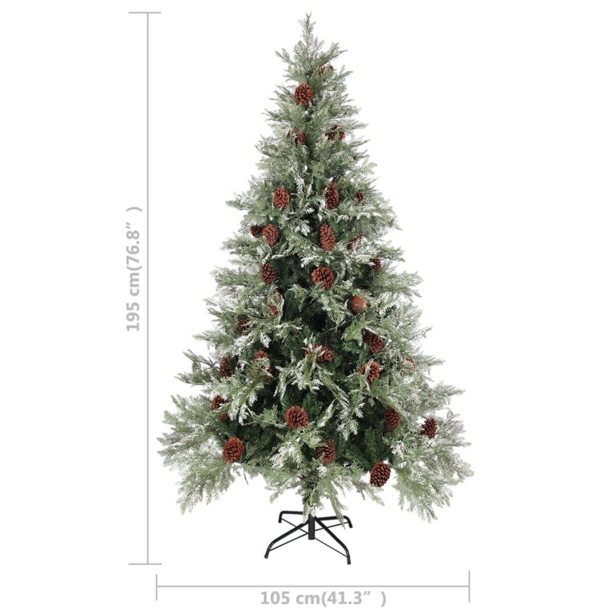 vidaXL Choinka z szyszkami, zielono-biała, 195 cm, PVC i PE