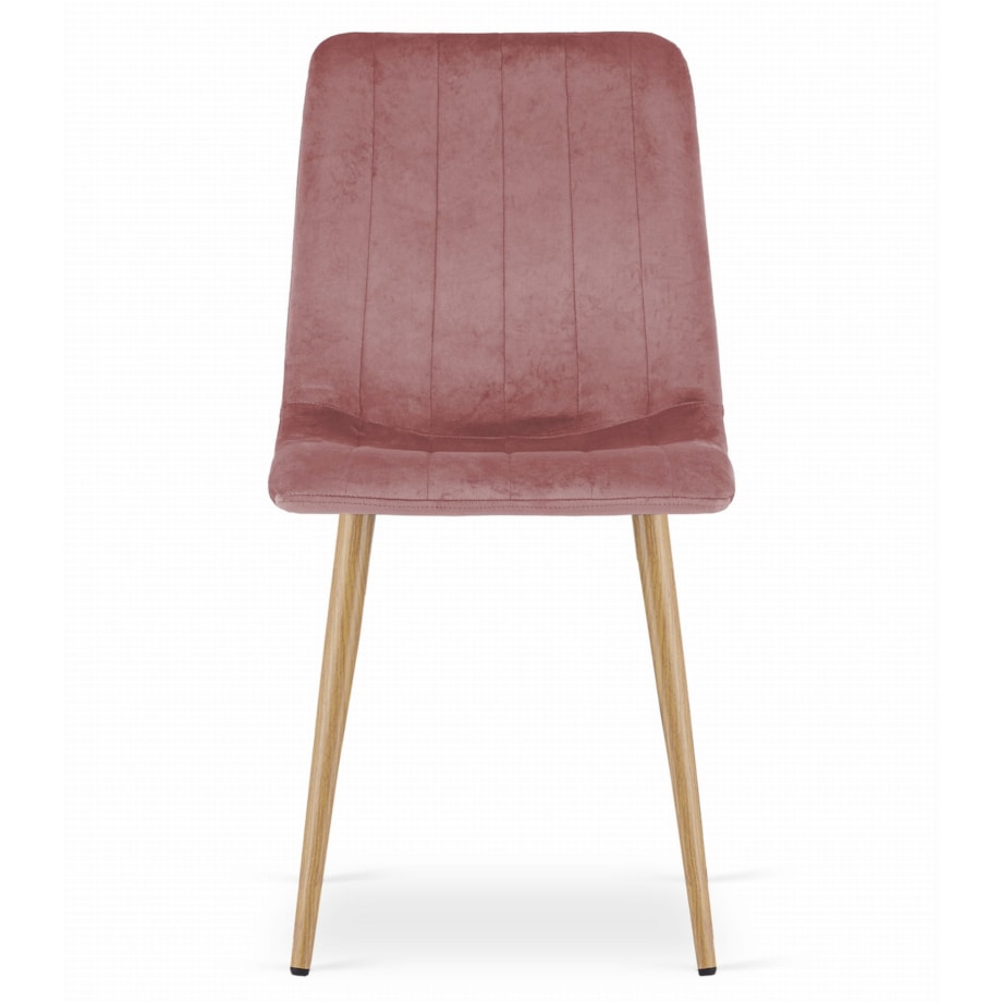 Krzesło Do Jadalni Kuchni Salonu Lava - Różowy Aksamit / Nogi Kolor Drewna X 2