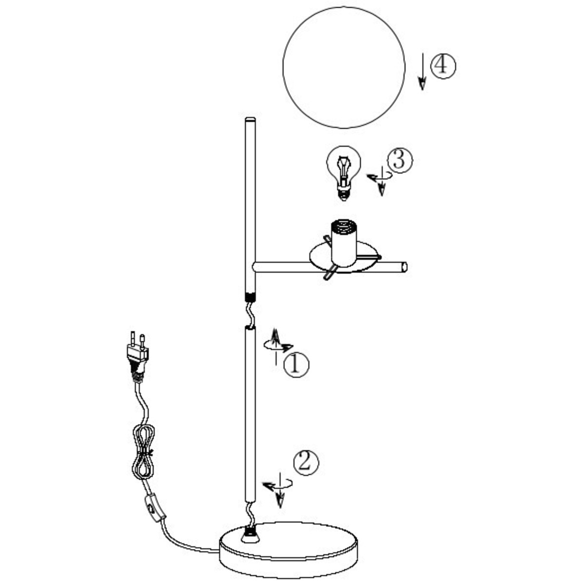 Stojąca LAMPA stołowa PURE 502000108 Trio modernistyczna LAMPKA szklana kula mosiądz biała