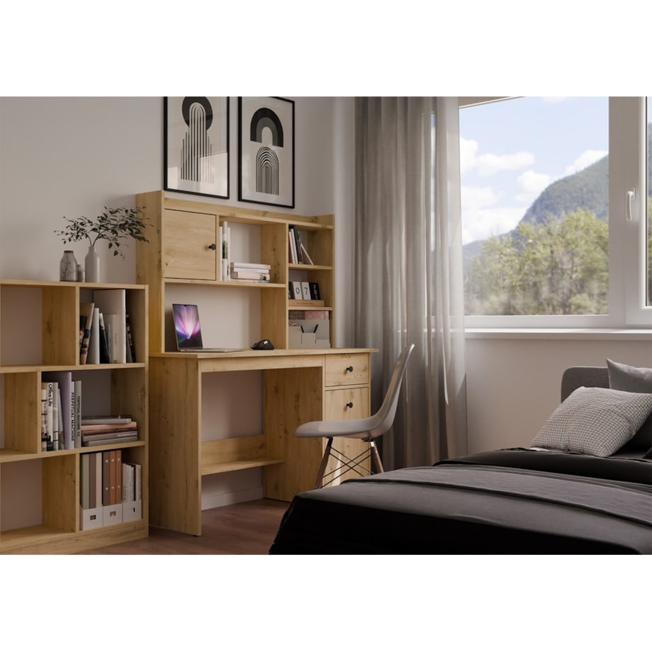 Biurko CHESTER dąb artisan 120x45x75 cm szuflada szafka 1 szt.