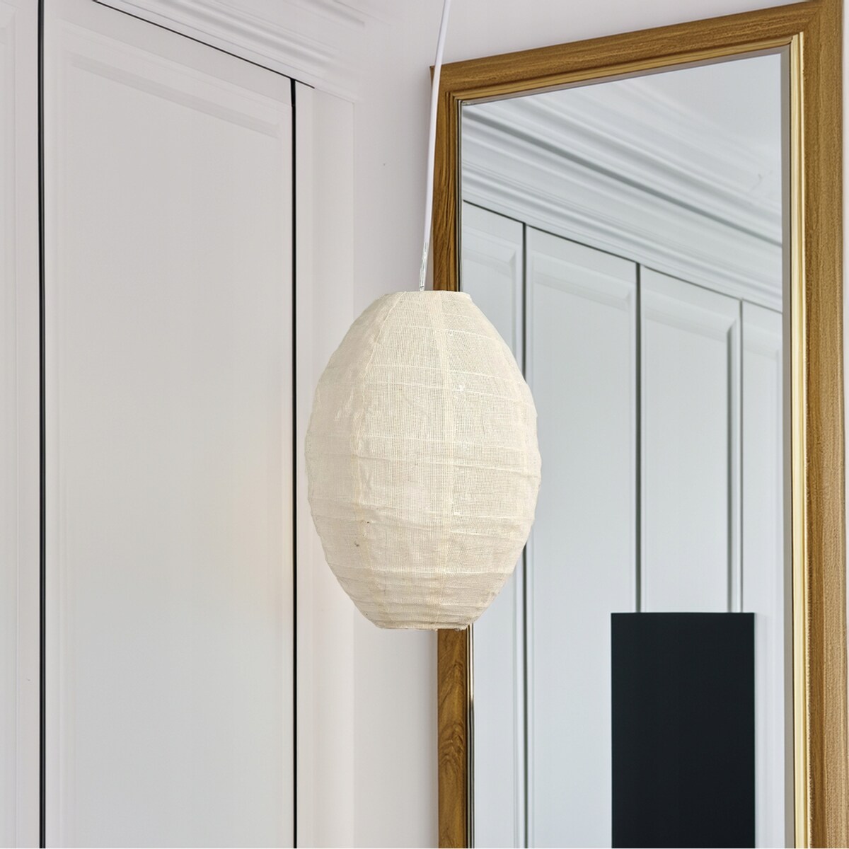 LAMPA SUFITOWA WISZĄCA DO SALONU NAD STÓŁ BOHO JUTOWA BEŻOWA duża 45cm