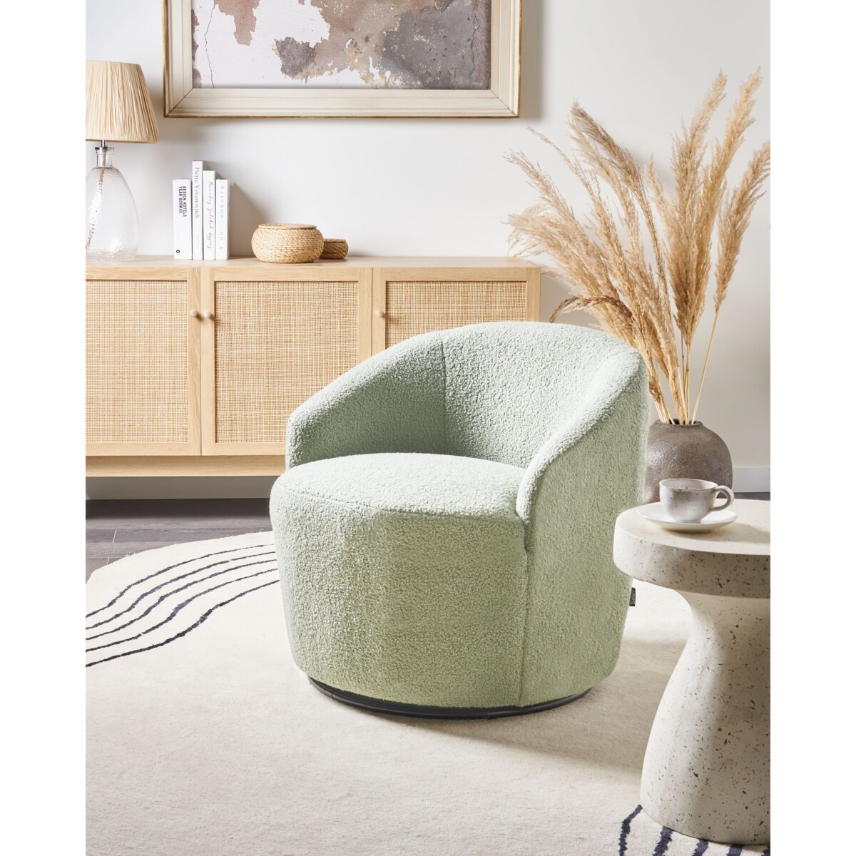 Fotel DAVIK Boucle Jasnozielony