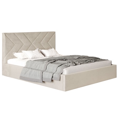 Łóżko tapicerowane 140x200 OLDO 1 z pojemnikiem, do sypialni- beżowe