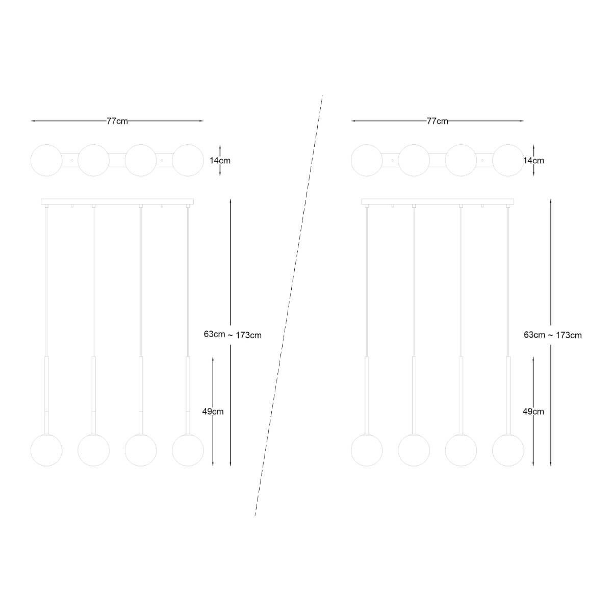 Loftowa lampa zwieszana Arcturus P0574-04D-SDFZ Zumaline czarny dymiony złoty
