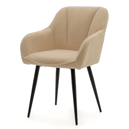 Krzesło tapicerowane welurowe LAGO boucle teddy beżowe