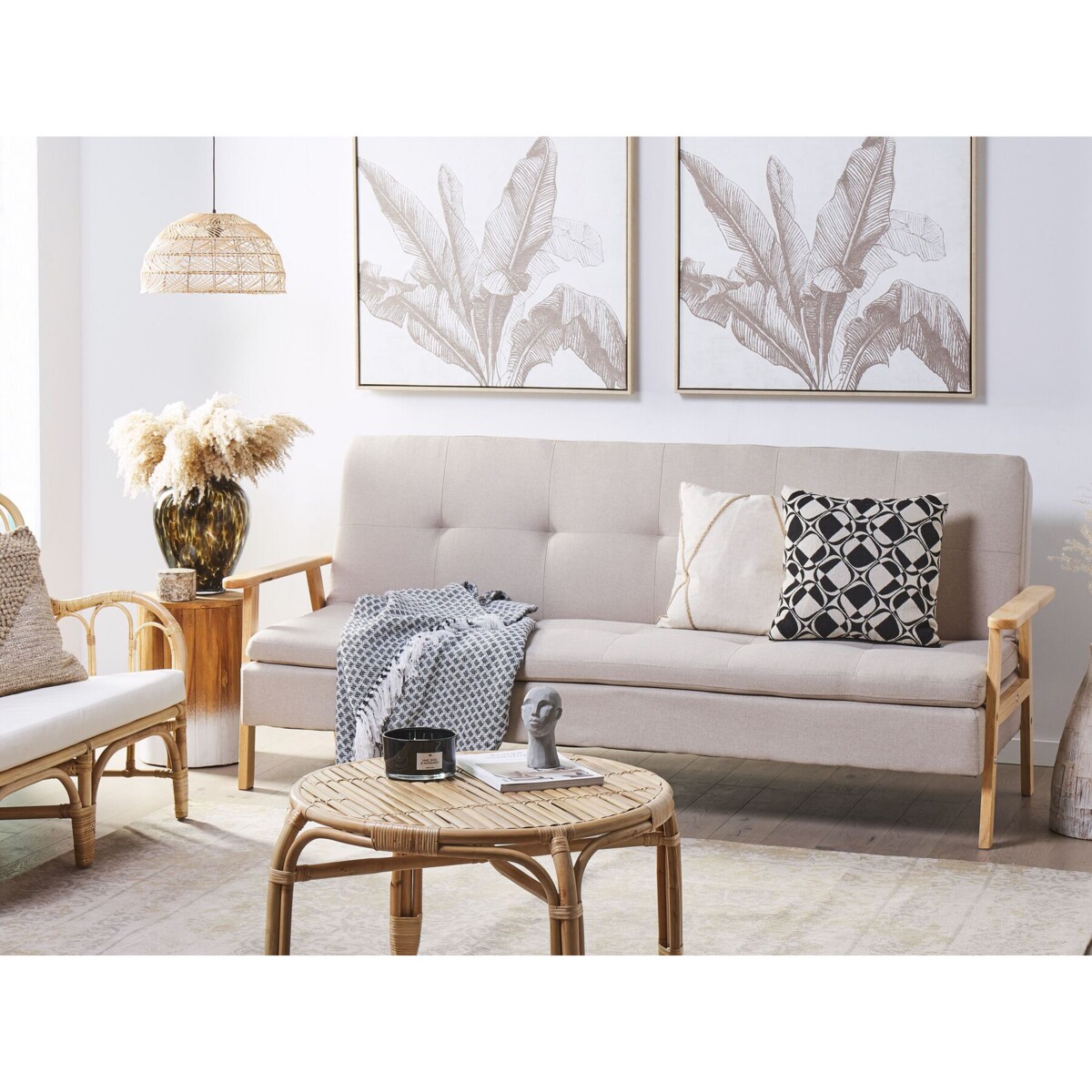 Sofa rozkładana beżowa TJORN