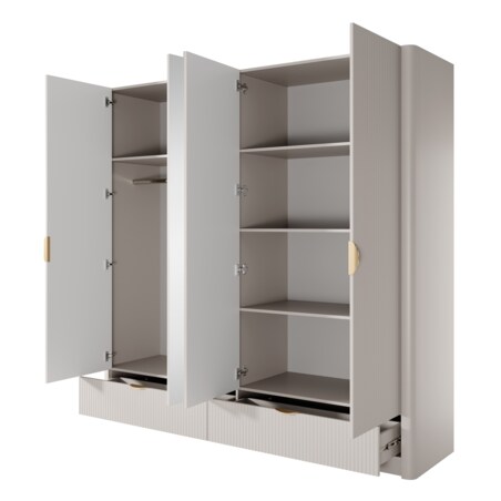 Szafa Duża Ryflowana LENA z lustrem, beżowa