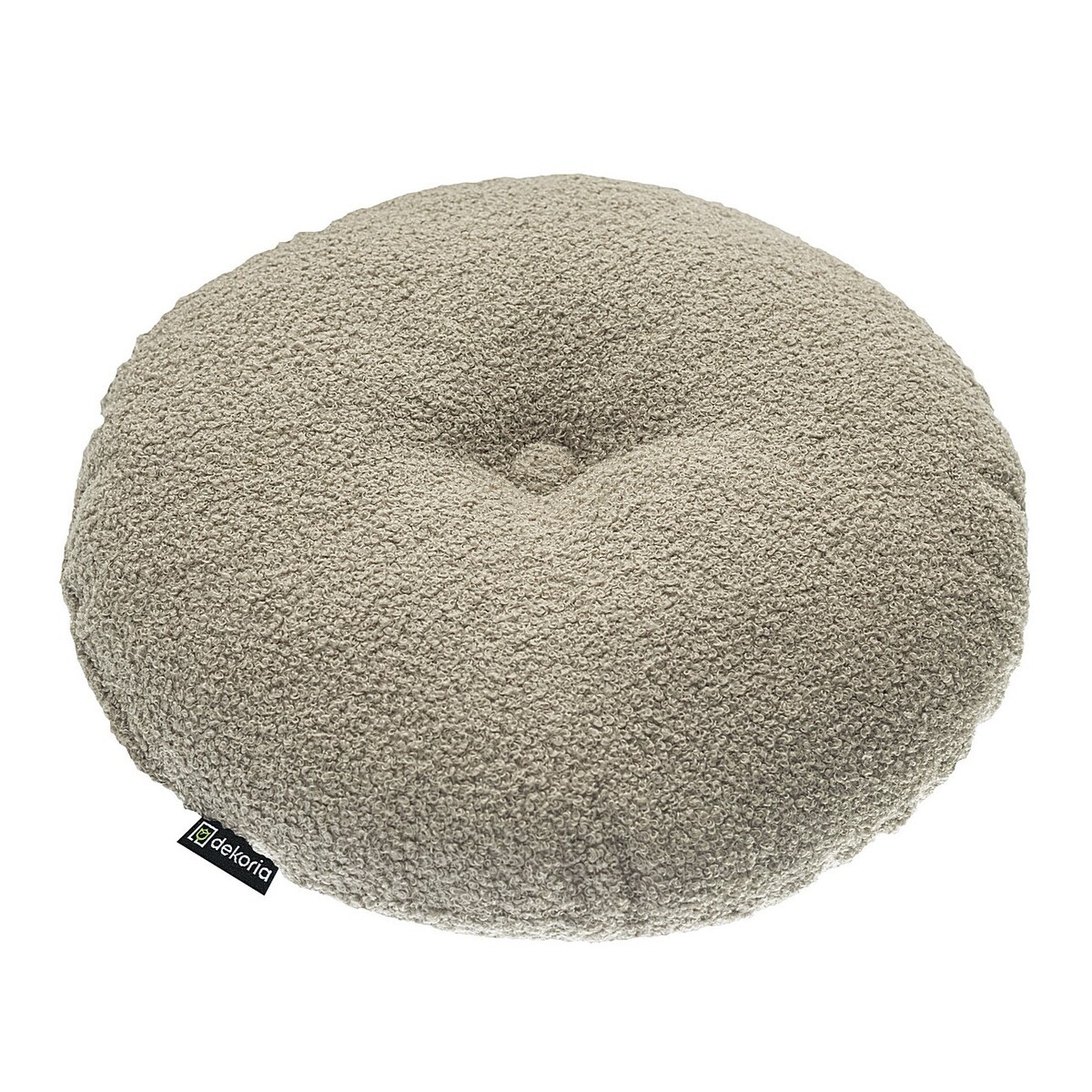 Poduszka okrągła z guzikiem, ciemno beżowa bukla, ⌀37 cm, Boucle Teddy
