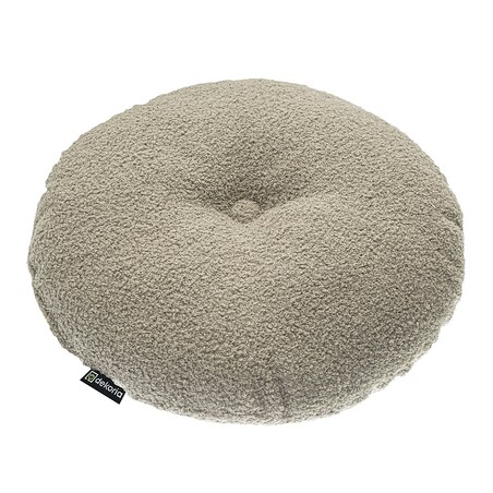 Poduszka okrągła z guzikiem, ciemno beżowa bukla, ⌀37 cm, Boucle Teddy