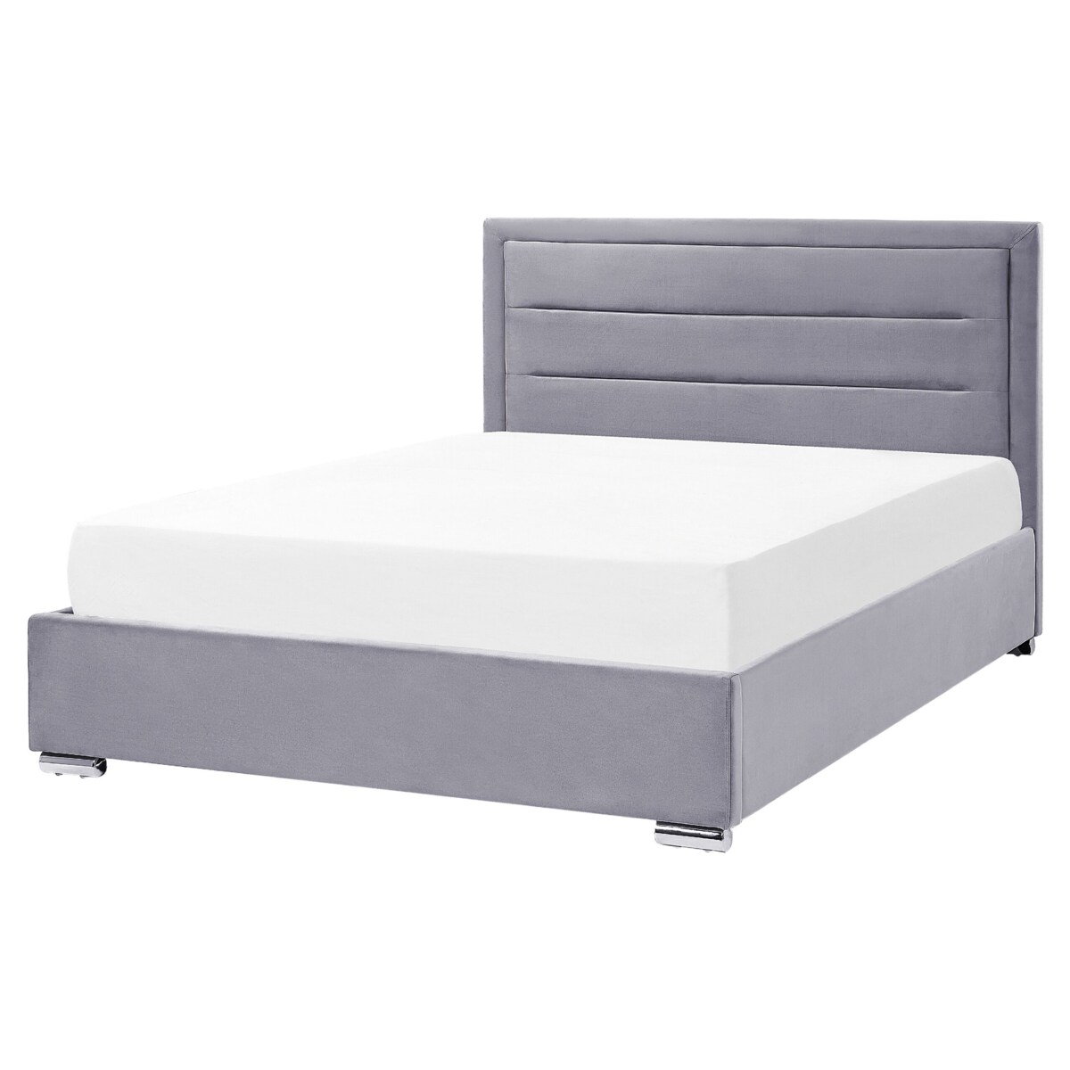 Łóżko z pojemnikiem welurowe 160 x 200 cm ciemnoszare ROUEN