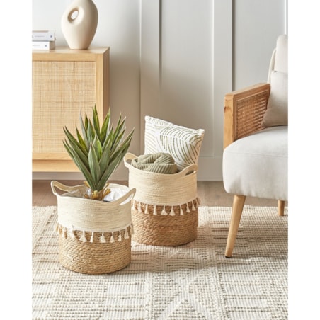 Zestaw 2 koszy na kwiaty z trawy morskiej naturalny MATIKU