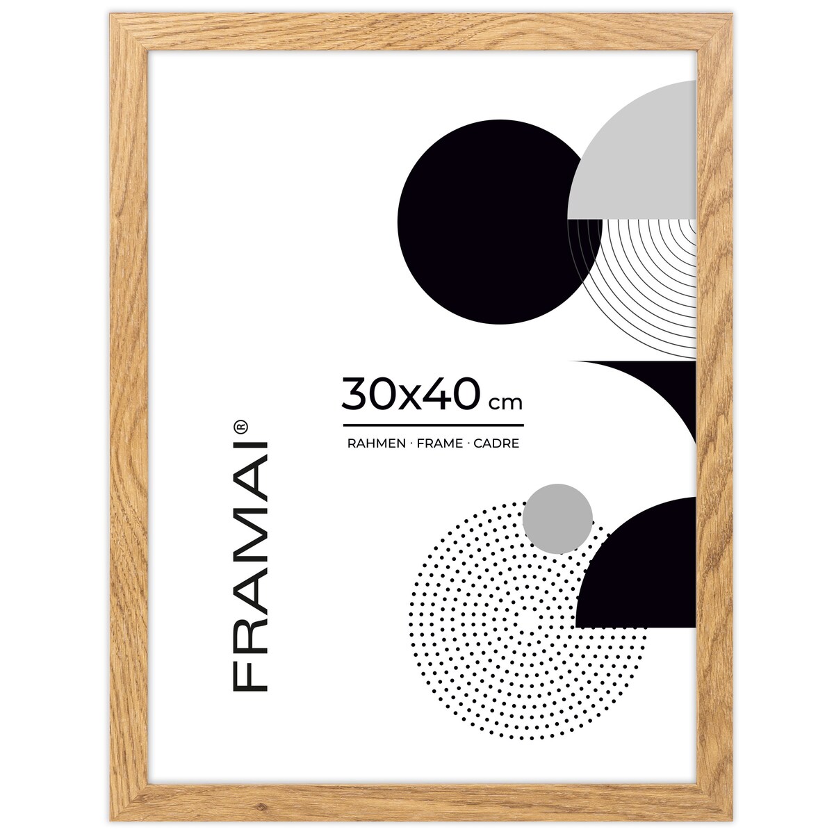 Ramka na zdjęcia 30x40 cm dębowa rama MDF z plexi do powieszenia pion poziom klasyczna prostokątna ramka FRAMAI®