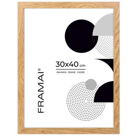 Ramka na zdjęcia 30x40 cm dębowa rama MDF z plexi do powieszenia pion poziom klasyczna prostokątna ramka FRAMAI®