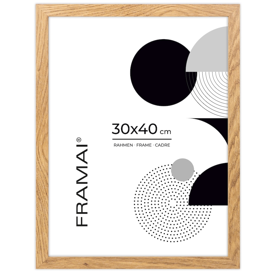 Ramka na zdjęcia 30x40 cm dębowa rama MDF z plexi do powieszenia pion poziom klasyczna prostokątna ramka FRAMAI®