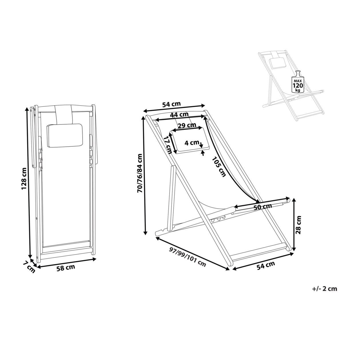 Leżak ogrodowy beżowy AVELLINO