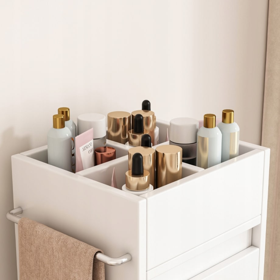 Szafka Łazienkowa Biała Stojąca Regał Kosmetyki Salon Nowoczesna 90 Cm